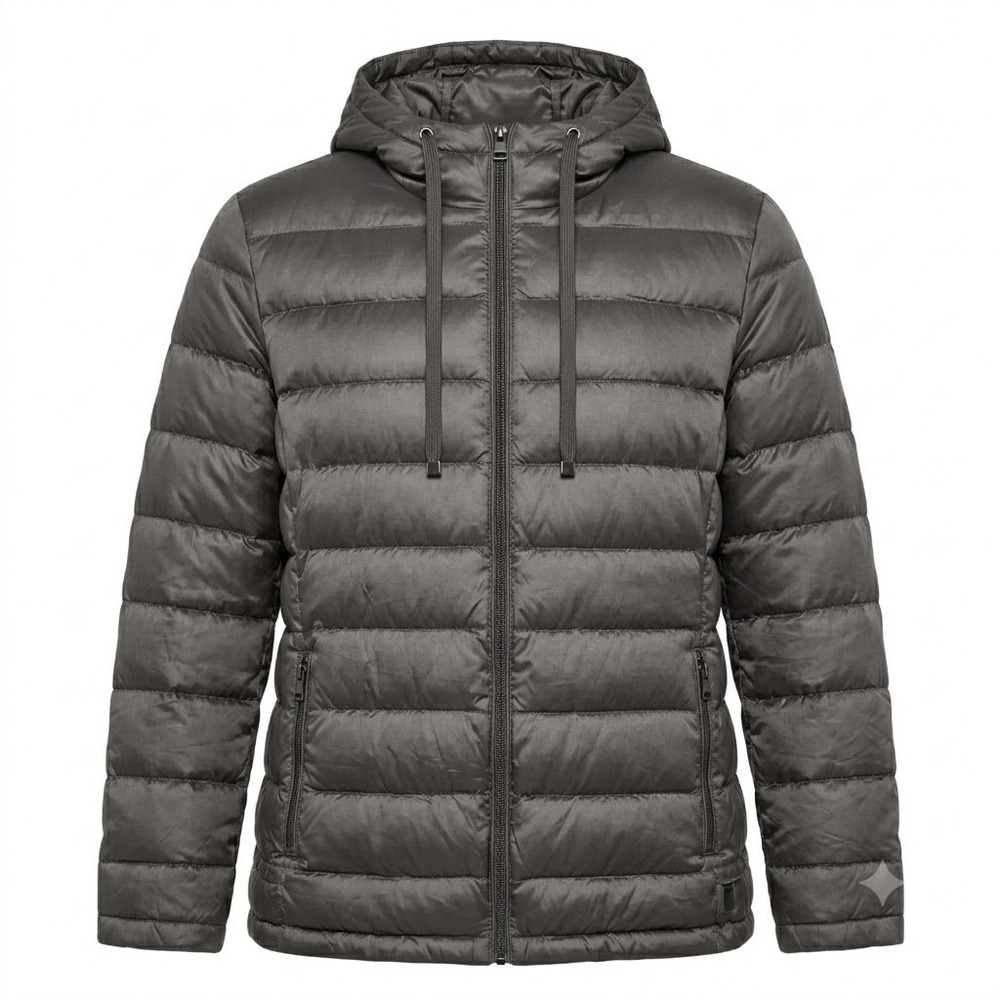 Andrew Marc XXL 2XL Gray Packable Premium Down Puffer Jacket Hooded